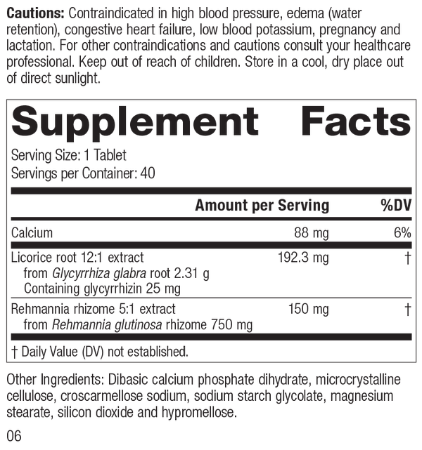 Adrenal Complex, 40 Tablets, Rev 05 Supplement Facts