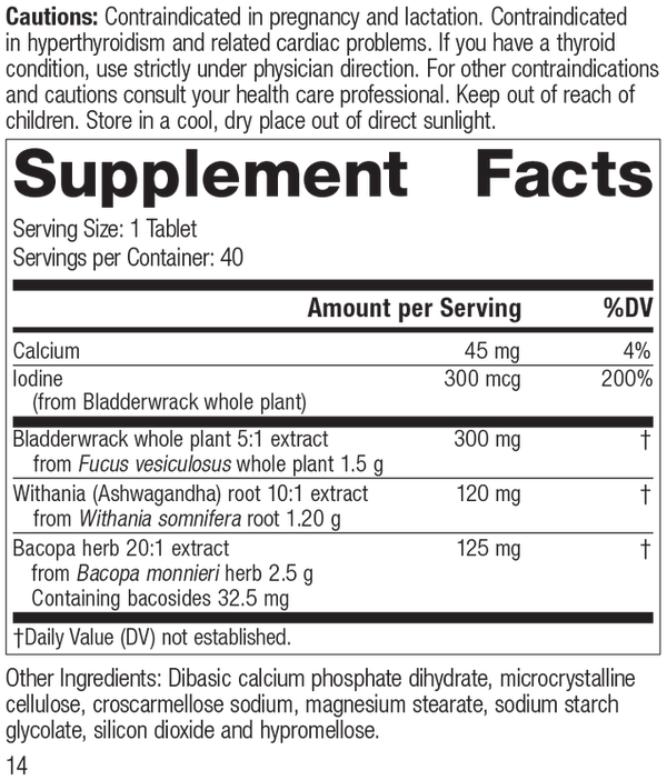 Thyroid Complex, 40 Tablets, Rev 12 Supplement Facts