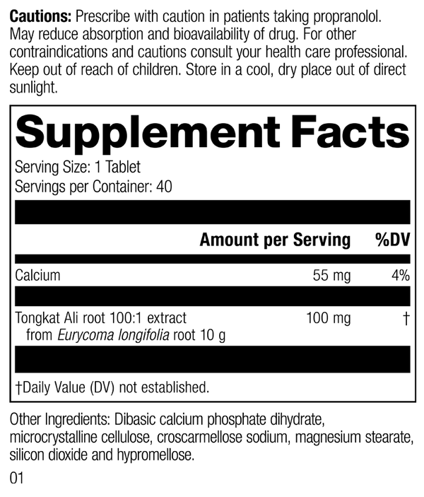 Tongkat Ali, 40 Tablets, Rev 01 Supplement Facts