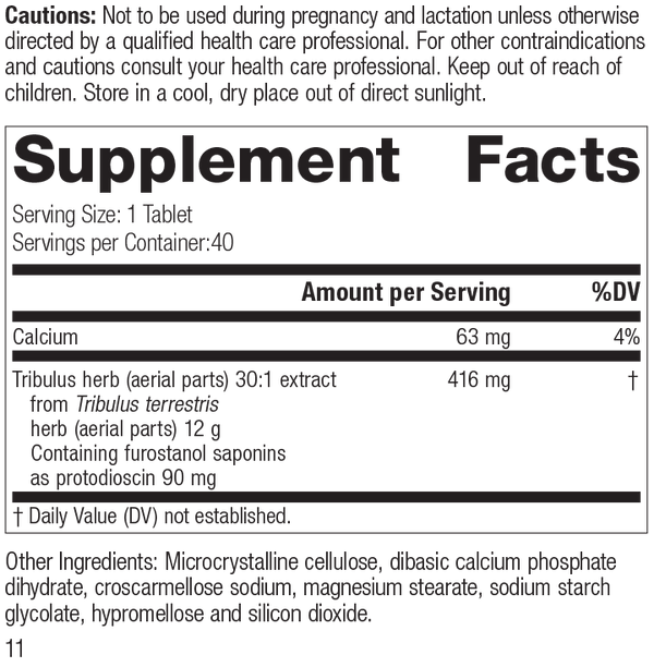 Tribulus, 40 Tablets, Rev 10 Supplement Facts